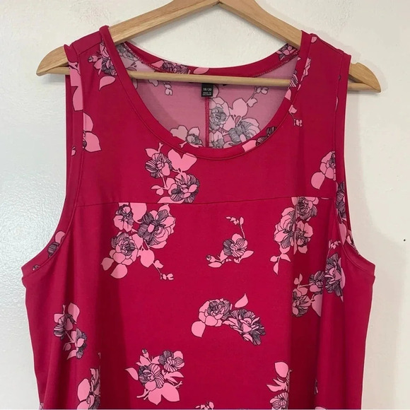 Lane Bryant Sleeveless Top Size 18/20  Pink Floral Tiered‎ Hi Low Stretch Tunic - Picture 2 of 10